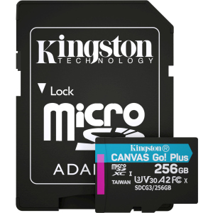 Kingston MicroSDXC 256 ГБ Canvas Go! Plus Class 10 UHS-I U3 V30 A2 + SD-адаптер (SDCG3/256GB) в Луцьку