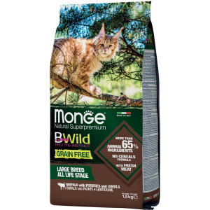 Сухой корм для котов больших пород Monge Cat Bwild GR.FREE со вкусом буйвола 1.5 кг (8009470012065) рейтинг