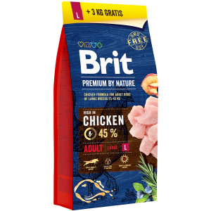 Сухой корм Brit Premium для взрослых собак крупных пород 15+3 кг (8595602538225) в Луцке