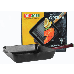 Сковорода-гриль Brizoll Optima-Bordo квадратна з ручкою 260х260х50 мм (O262650G-P2) краща модель в Луцьку