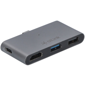 USB-хаб адаптер Ailink Aluminium USB-C 4K HDMI mini jack 3.5 мм Hub 5 в 1 Space Grey (AI-S8Pro_sg) в Луцьку