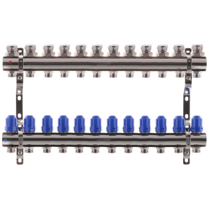 Коллекторный блок с термостатическими клапанами KOER KR.1100-12 1”x12 WAYS (KR2638) лучшая модель в Луцке