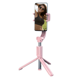 Селфи-монопод Baseus SULH-04 Lovely Uniaxial Bluetooth Folding Stand Selfie Stabilizer с треногой Розовый лучшая модель в Луцке