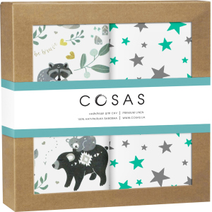 Набір пелюшок Cosas Бязь Animals Wood Starfalls Mint Grey 80 х 100 2 шт (4822052074596)