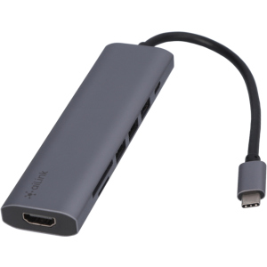 USB-хаб адаптер Ailink Aluminium 7 в 1 USB-C 4K HDMI 100W PD Reader Hub ТОП в Луцьку