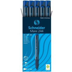 Набір маркерів для CD та DVD Schneider Maxx 244 0.7 мм Синій 10 шт (S124403) краща модель в Луцьку