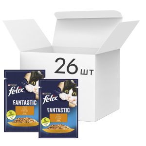 Упаковка влажного корма для котов Purina Felix Fantastic с курицей в желе 26 шт по 85 г (7613039788103) лучшая модель в Луцке