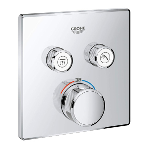 Внешняя часть смесителя без скрытой части GROHE Grohtherm SmartControl хром латунь 158x158мм 29124000 ТОП в Луцке