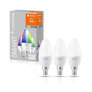 Набір світлодіодних ламп 3шт LEDVANCE SMART+ Candle B 40 E14 MULTICOLOR 4,9W (470Lm) 2700-6500K + RGB WiFi дім-их в Луцьку