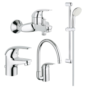 Набор смесителей 4  в 1 Grohe Euroeco 123242K (23262000+32743000+27598001+32752000) лучшая модель в Луцке