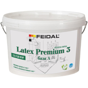 Латексная краска Feidal Latex Premium 3 база А 2.5 л (4820232440773) рейтинг