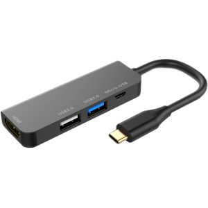 USB-хаб XoKo AC-400 Type-C на HDMI+USB 3.0+USB 2.0+Micro USB (XK-AC-400) в Луцьку