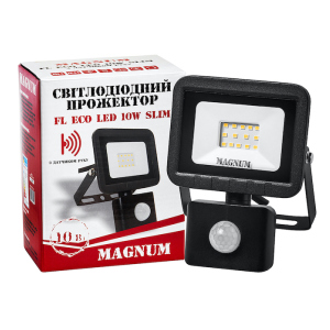 Прожектор світлодіодний Magnum FL ECO LED 10Вт slim 6500К IP44 з датчиком руху (90014086) ТОП в Луцьку