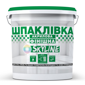 Шпаклівка акрилова фінішна, готова до застосування для внутрішніх та зовнішніх робіт SkyLine Біла 16 кг ТОП в Луцьку