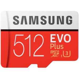 Samsung EVO Plus microSDXC 512GB UHS-I Class 10 + SD адаптер (MB-MC512HA/RU) краща модель в Луцьку