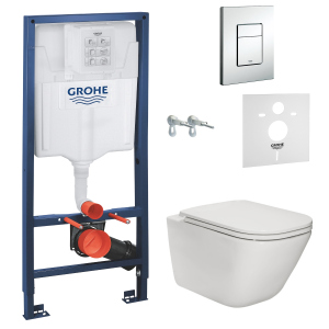 Інсталяція GROHE Rapid SL 38772001 із панеллю змиву Skate Cosmopolitan 38775001 + унітаз ROCA Gap Rimless A34H470000 із сидінням Slim Soft Close краща модель в Луцьку