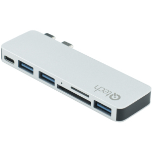 USB-хаб Qitech Aluminium Mini Type-C + Type-A + MicroSD + SD для Macbook Pro і Air Silver (QT-Hub4_sl) краща модель в Луцьку