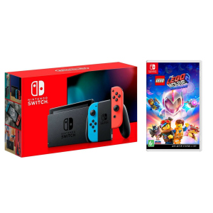 хорошая модель Nintendo Switch Neon blue/red - Обновлённая версия + The LEGO Movie 2 Videogame для Nintendo Switch русские субтитры