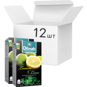 Упаковка чаю чорного пакетованого Dilmah Лимон та лайм 12 шт по 20 пакетиків (19312631142133) ТОП в Луцьку