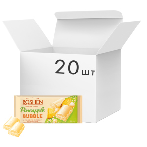 Упаковка шоколада Roshen со вкусом ананаса пористый белый 80 г х 20 шт (4823077627514) лучшая модель в Луцке
