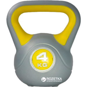 Гиря LiveUp Plastic Kettel Bell 4 кг Grey/Yellow (LS2047-4) ТОП в Луцке