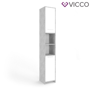 Шкаф пенал для ванной Vicco Kiko, 30x190, бетон лучшая модель в Луцке